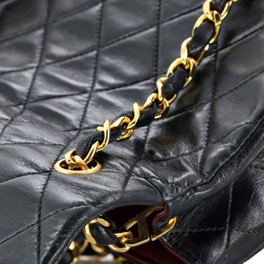 Chanel Vintage Full Flap Bag Quilted Lambskin Mini Black - Picture 11 of 12